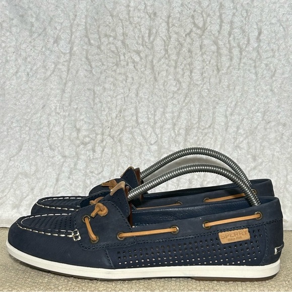 Sperry Womens Blue Perforated Leather SlipOn Casual Loafer Boat DeckShoes SZ 8.5 - Picture 2 of 10
